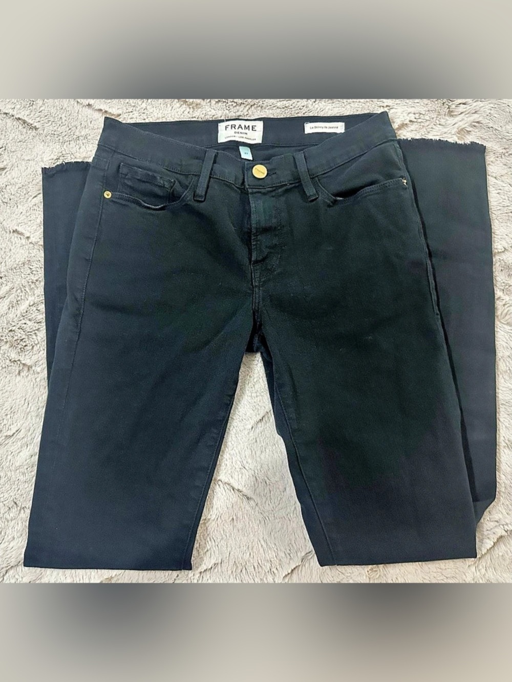 FRAME Le Skinny de Jeanne black jeans stretch raw hem denim Size 27